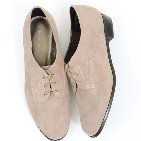 David Tate Shoes - David Tate Nova Women's 11 WIDE Width Taupe Suede Flat Oxford